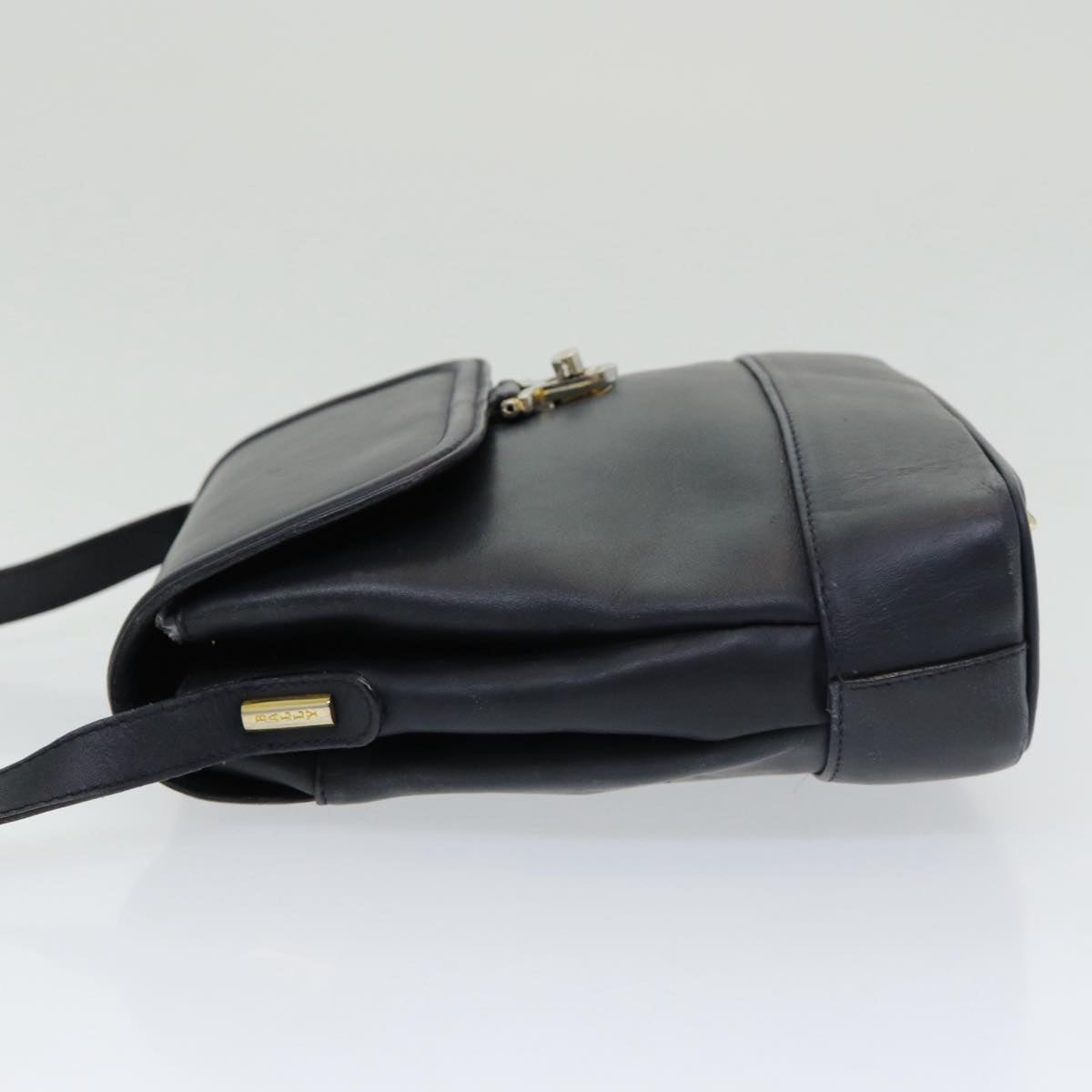 BALLY Shoulder Bag Leather Black Auth bs16610