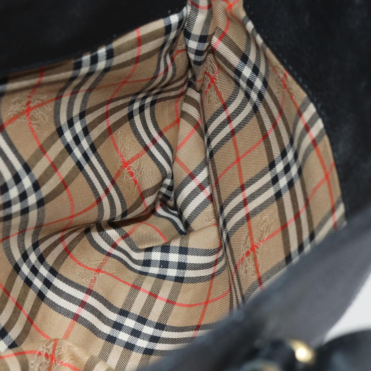 Burberrys Hand Bag Leather Black Auth bs16614