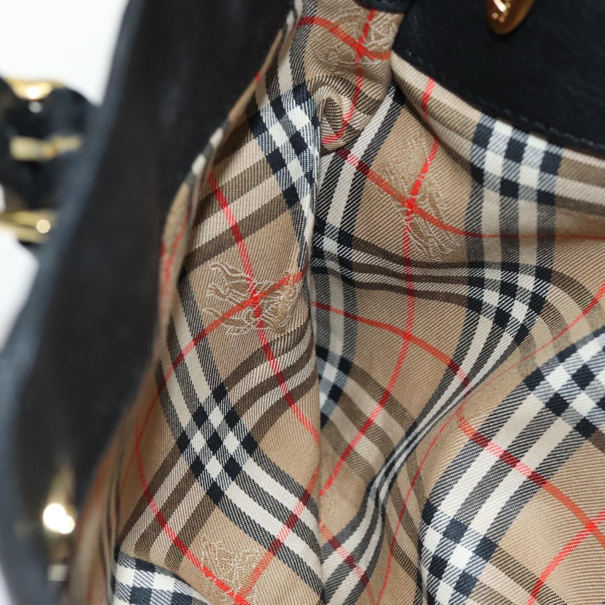 Burberrys Hand Bag Leather Black Auth bs16614