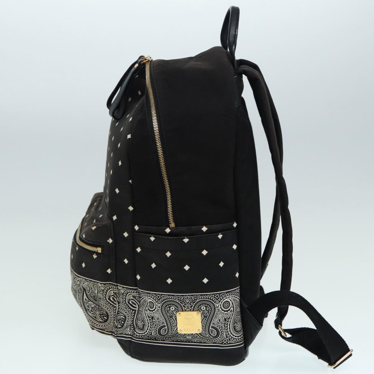 MCM Backpack Canvas Black White Auth bs16649