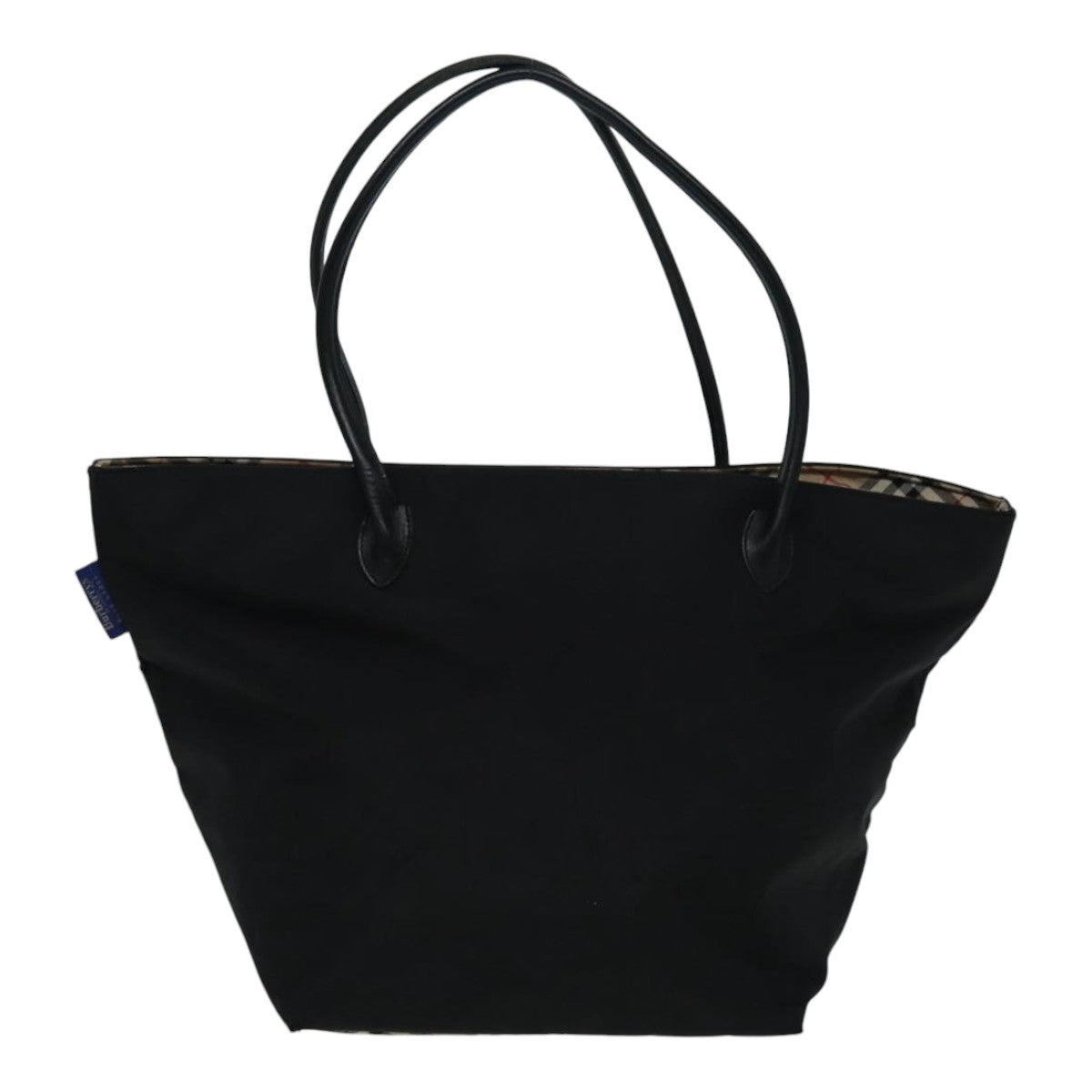 Burberrys Nova Check Blue Label Tote Bag Nylon Beige Black Auth bs16674