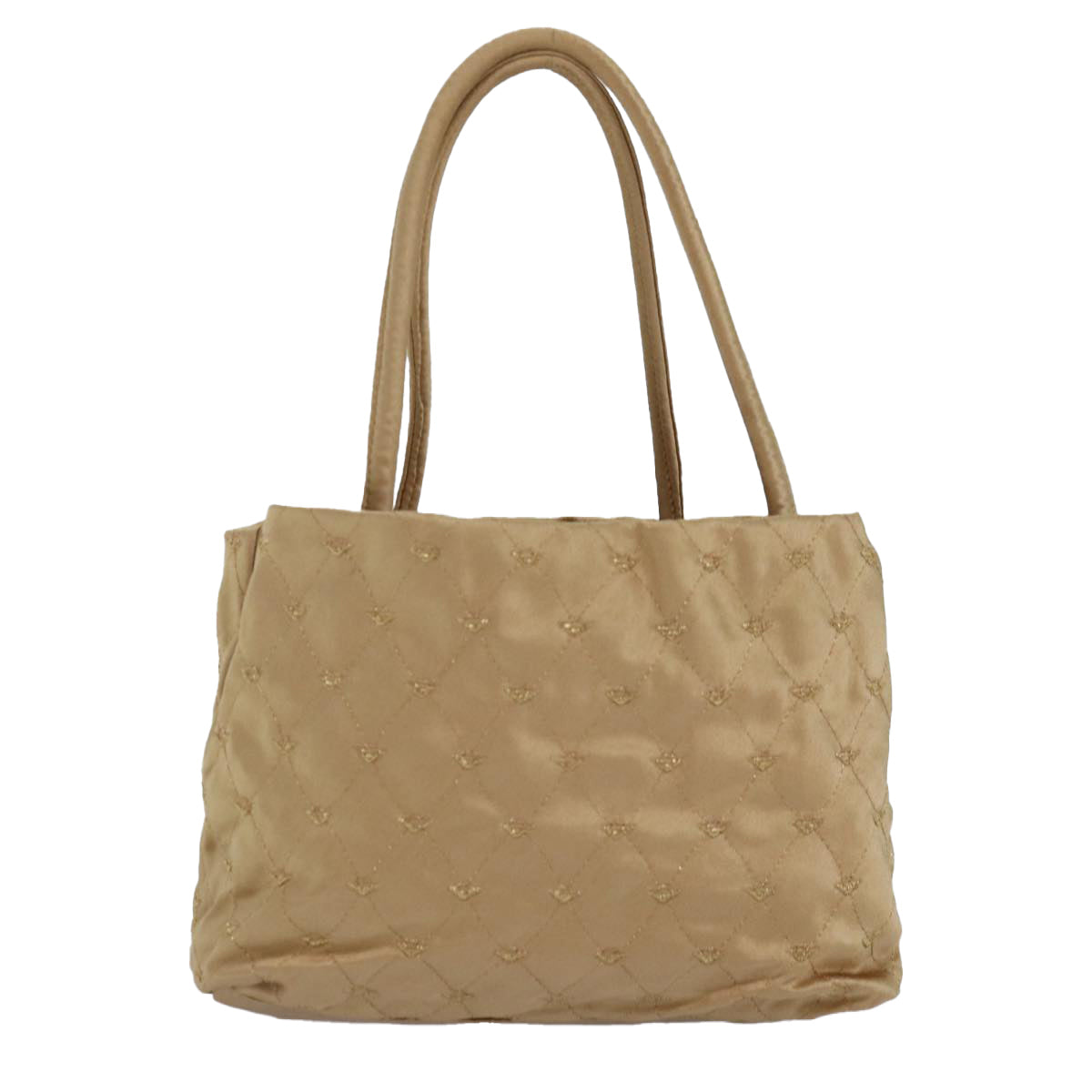 BOTTEGA VENETA Hand Bag Satin Gold Auth bs16690