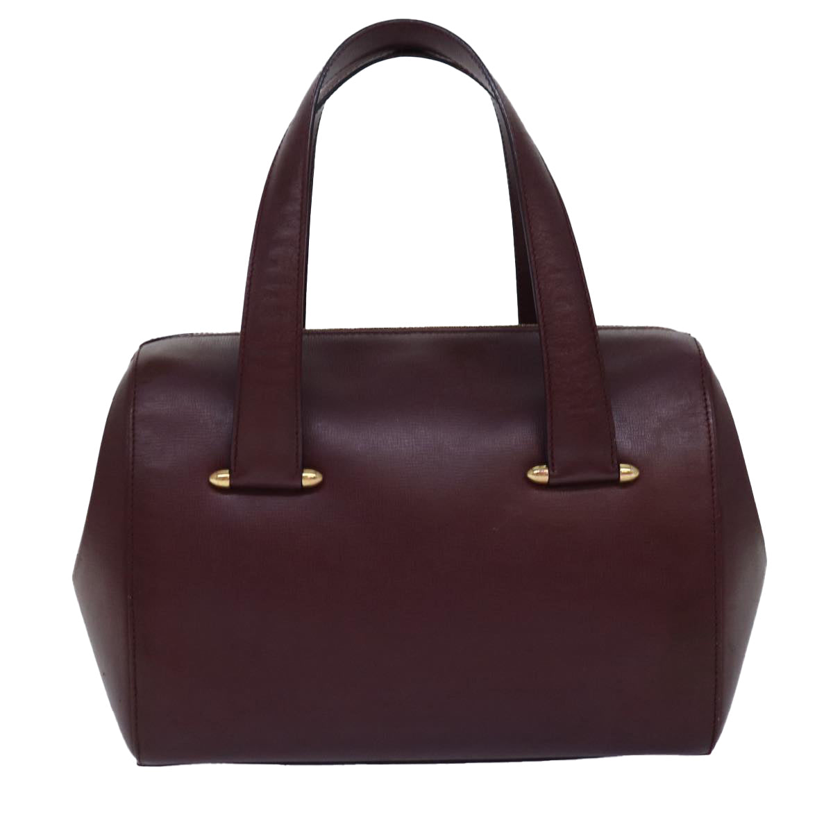 CARTIER Hand Bag Leather Wine Red Auth bs16695