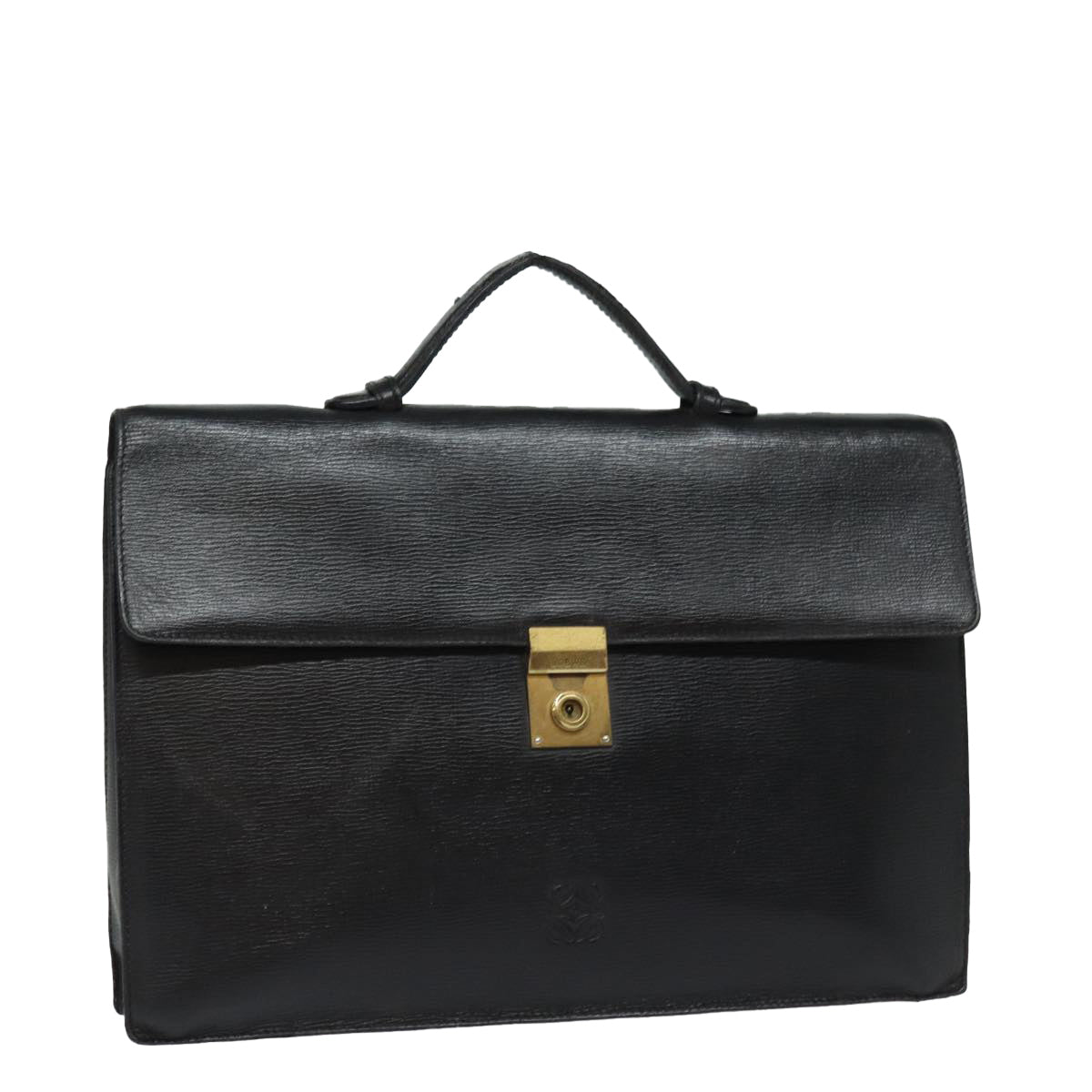 LOEWE Anagram Hand Bag Leather Black Auth bs16704