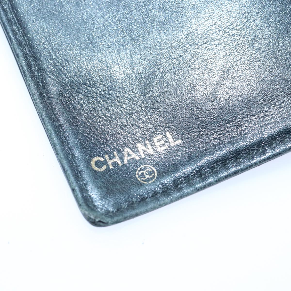 CHANEL COCO Mark Wallet Caviar Skin Black Gold CC Auth bs16762