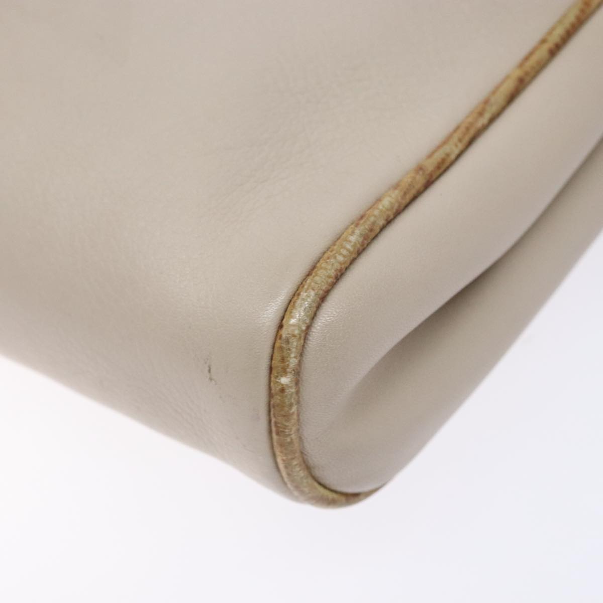 CELINE Hand Bag Leather Beige Auth bs16776