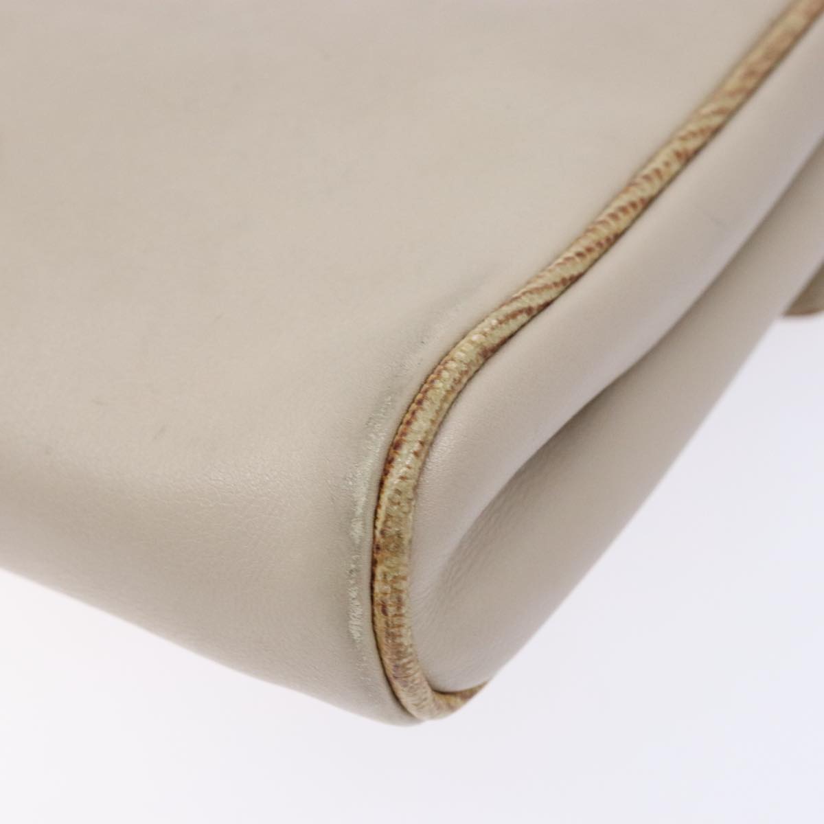 CELINE Hand Bag Leather Beige Auth bs16776