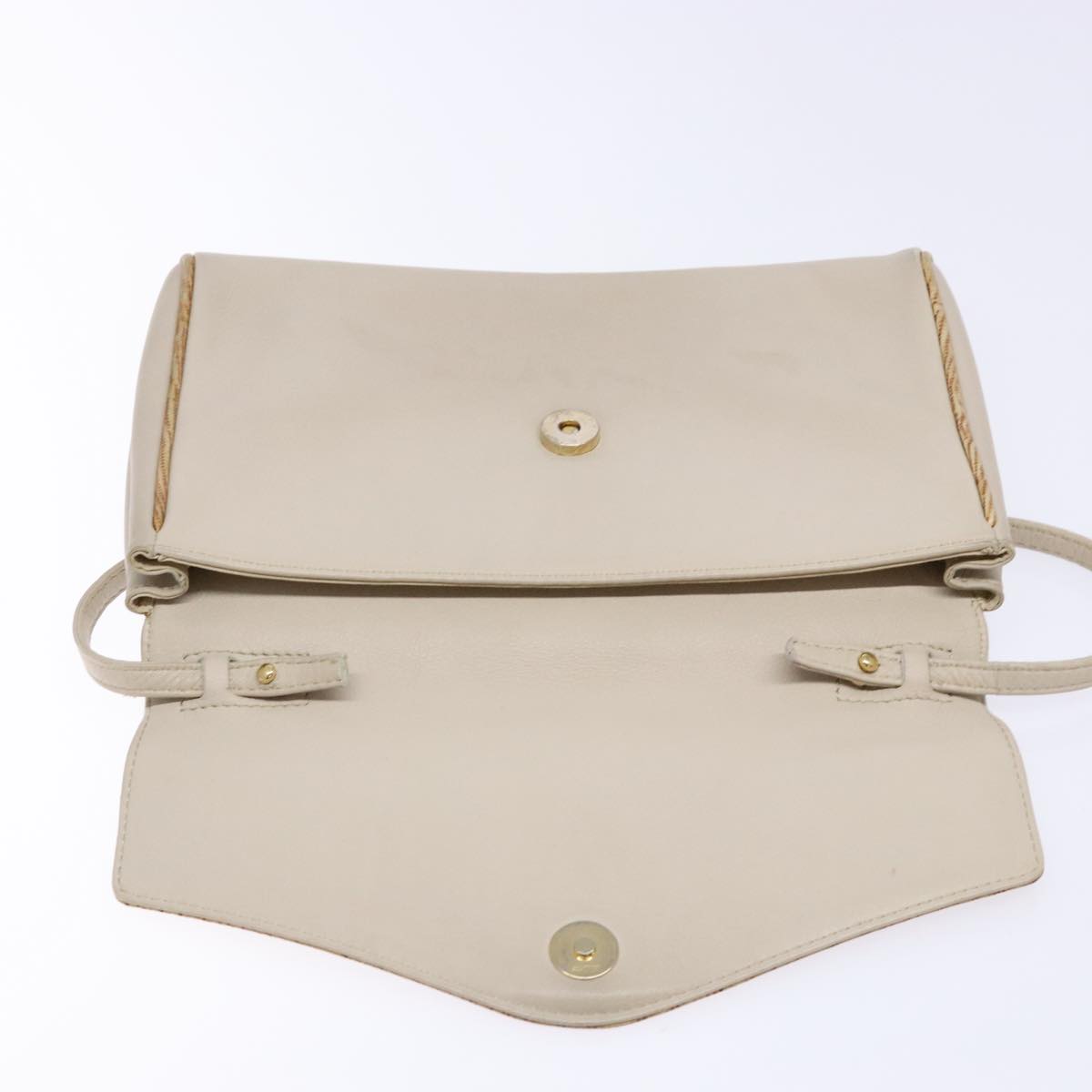 CELINE Hand Bag Leather Beige Auth bs16776