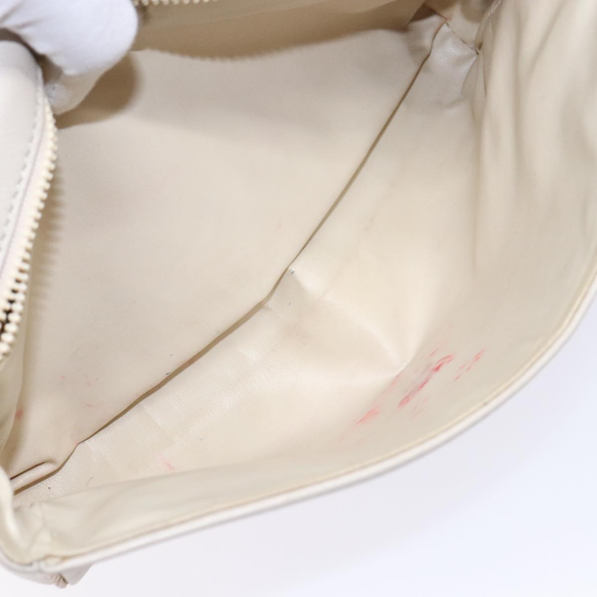 CELINE Hand Bag Leather Beige Auth bs16776