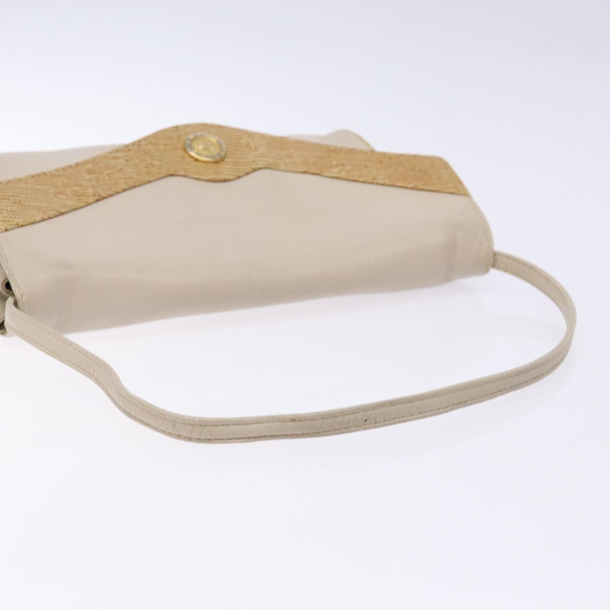 CELINE Hand Bag Leather Beige Auth bs16776