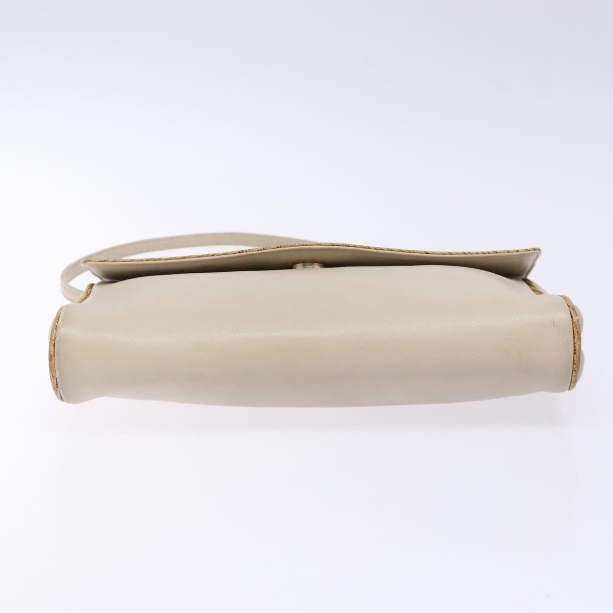 CELINE Hand Bag Leather Beige Auth bs16776