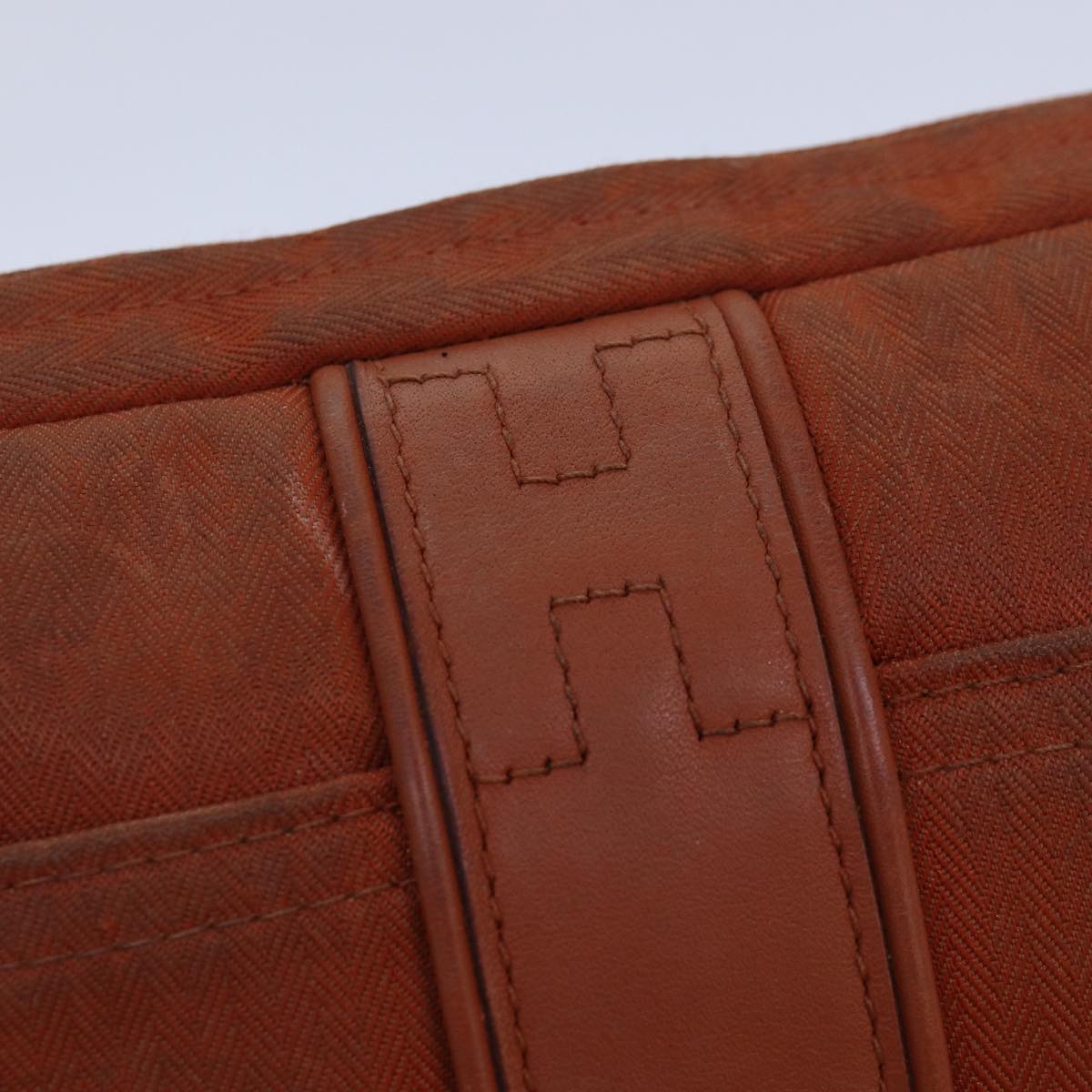 HERMES Akapu Luco Body Bag Leather Canvas Brown Auth bs16785