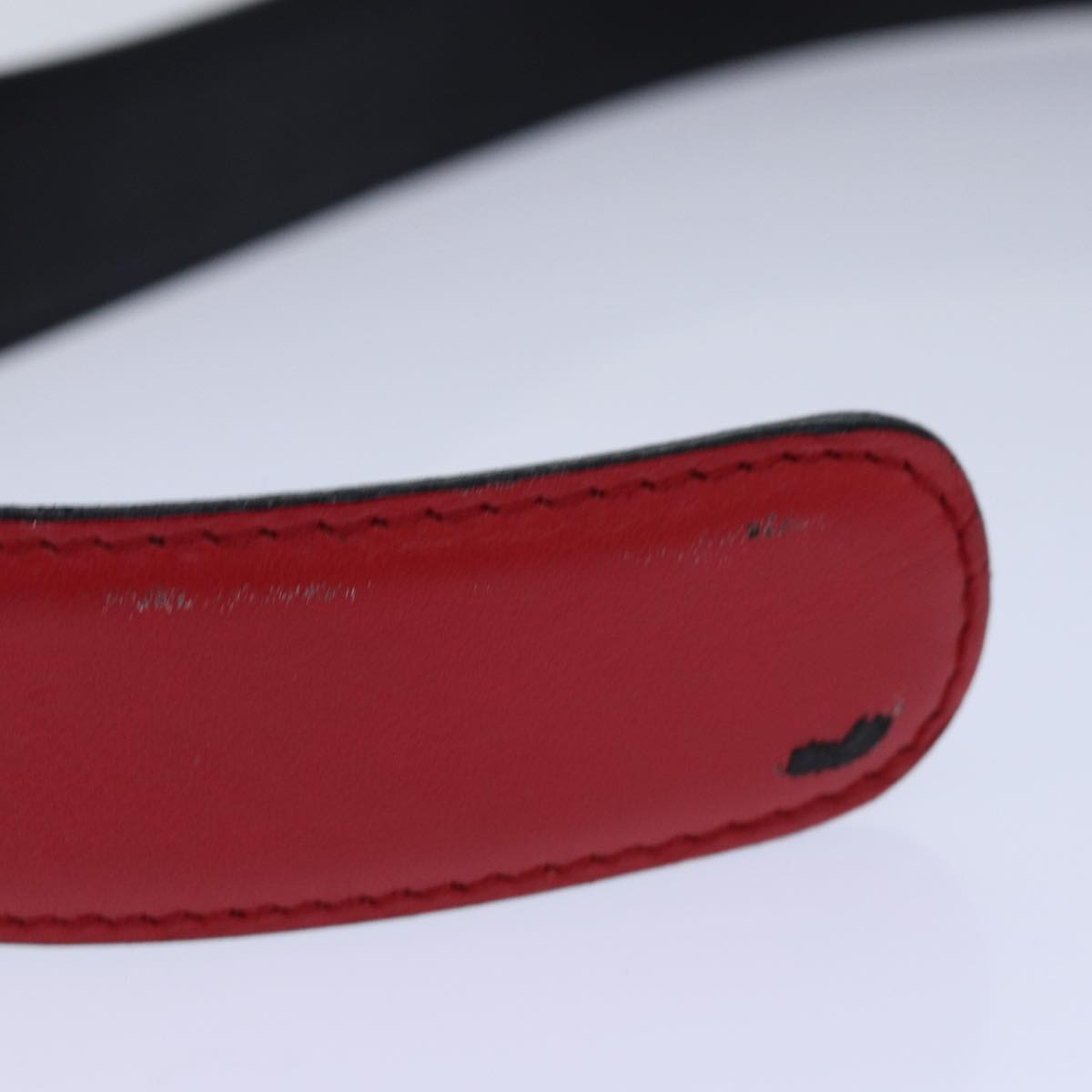 VERSACE Belt Leather metal 26.4""-28.3"" Red Auth bs16788