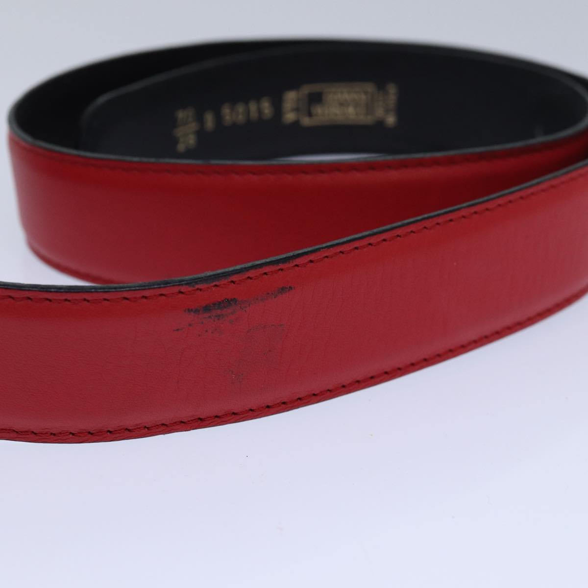 VERSACE Belt Leather metal 26.4""-28.3"" Red Auth bs16788