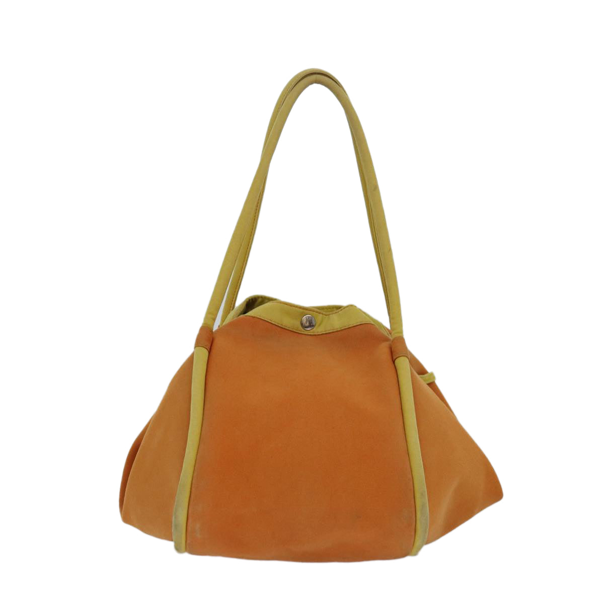 HERMES Sac Baga Shoulder Bag Canvas Orange Yellow Silver Auth bs16794