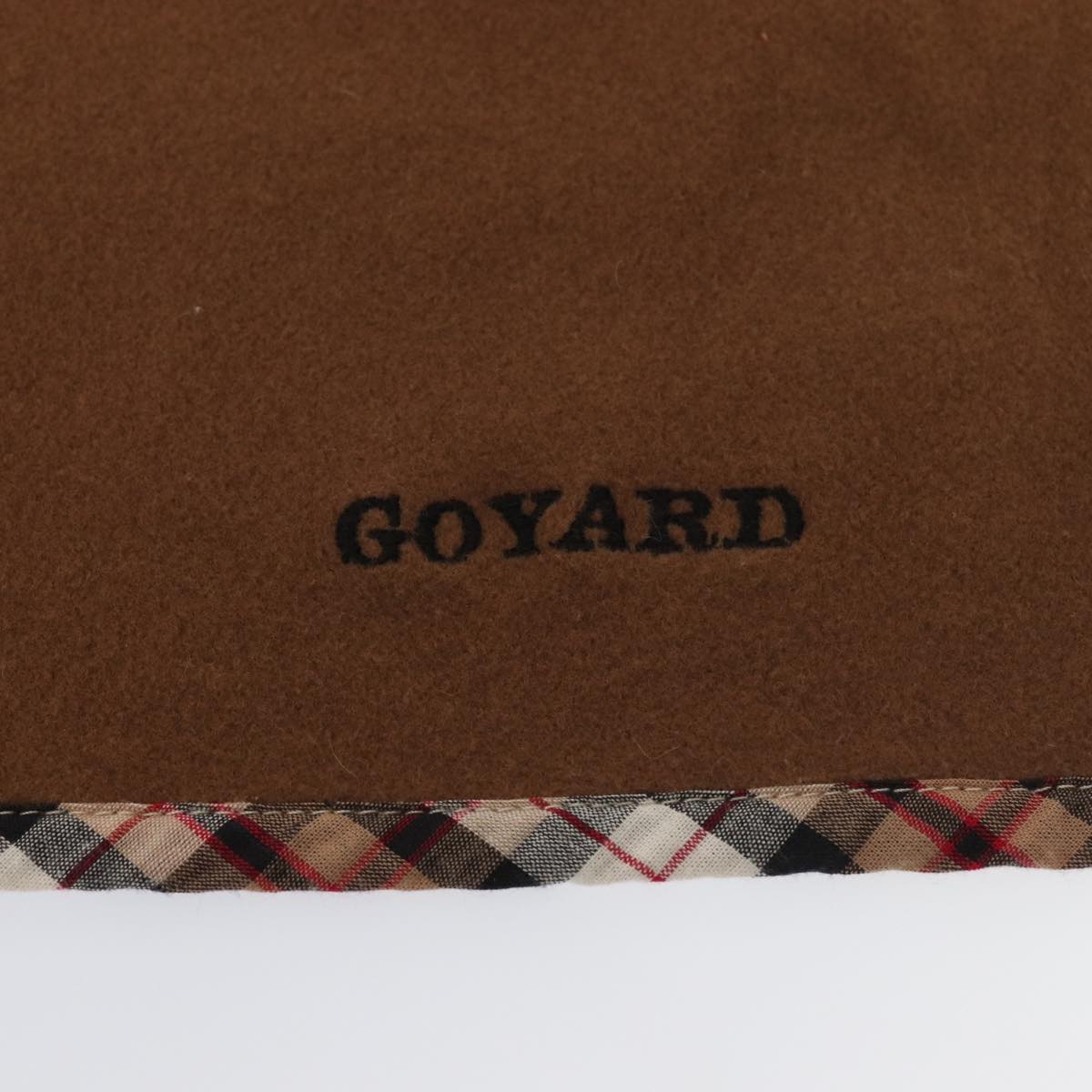 GOYARD Blanket Wool Brown Red Auth bs16795