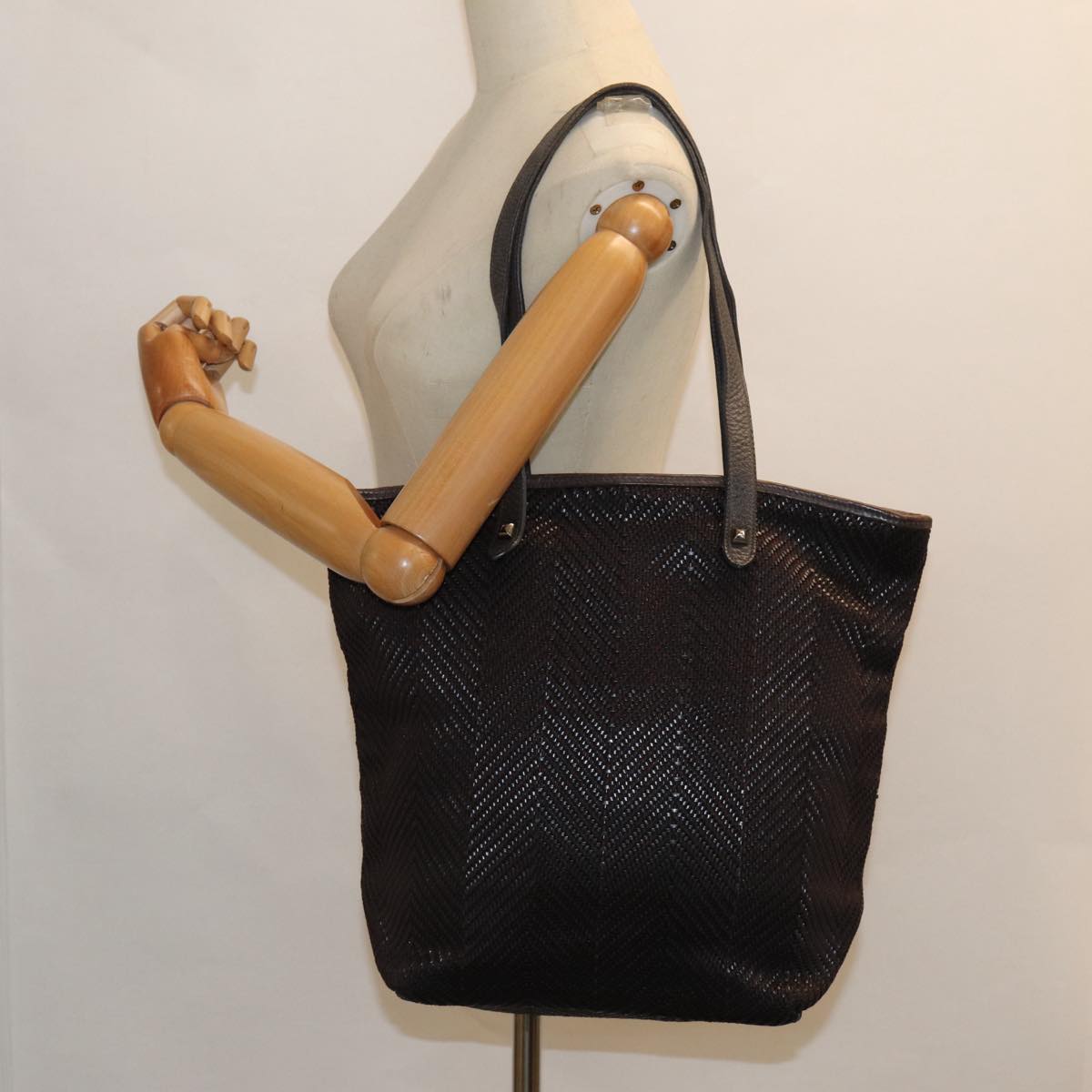 HERMES Chennai MM Tote Bag Leather Brown Auth bs16815