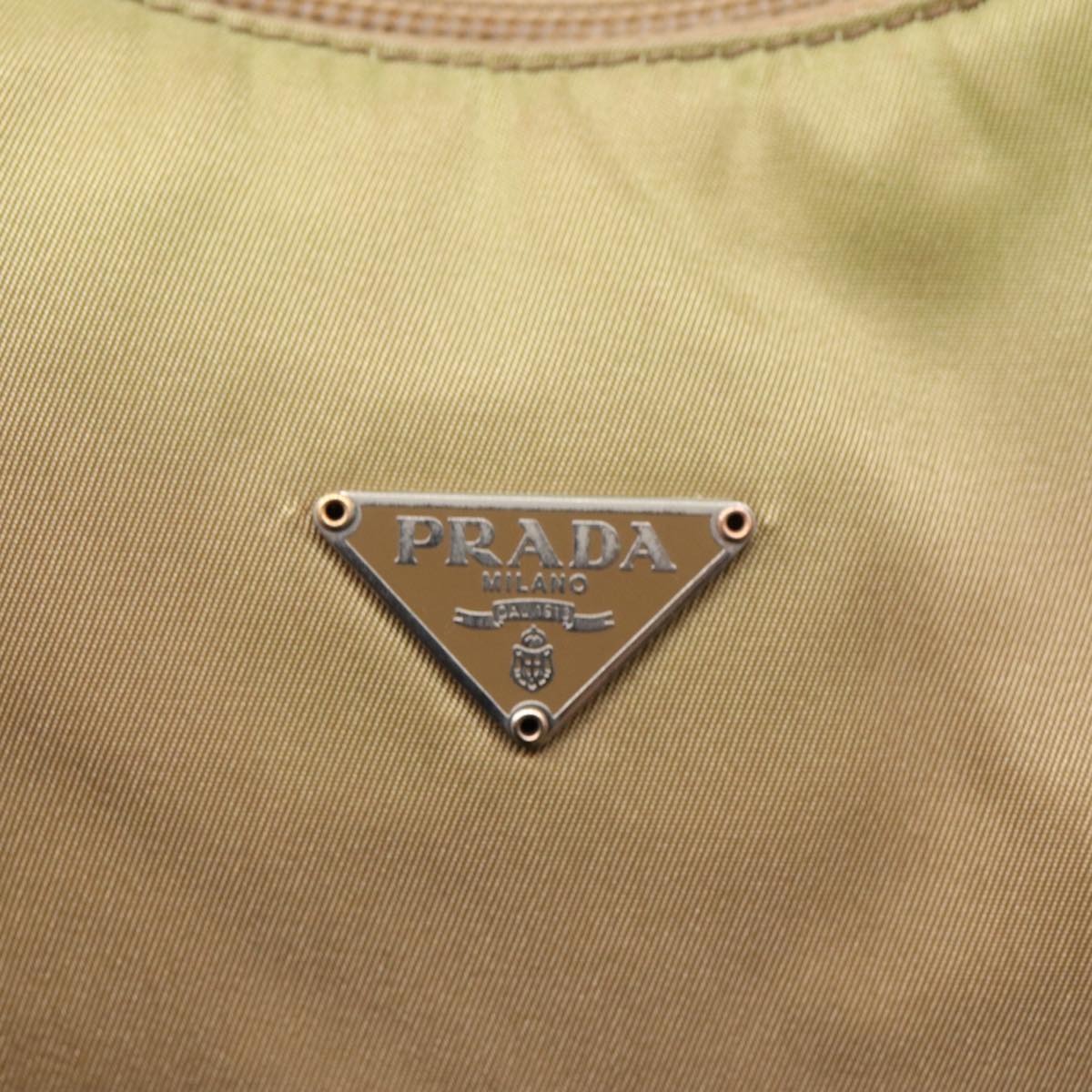 PRADA Hand Bag Nylon Beige Auth bs16825