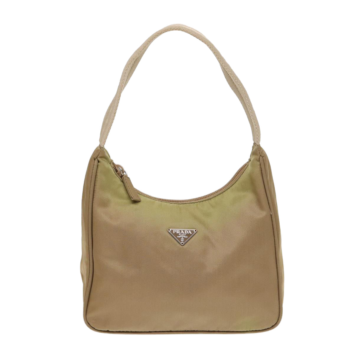 PRADA Hand Bag Nylon Beige Auth bs16825