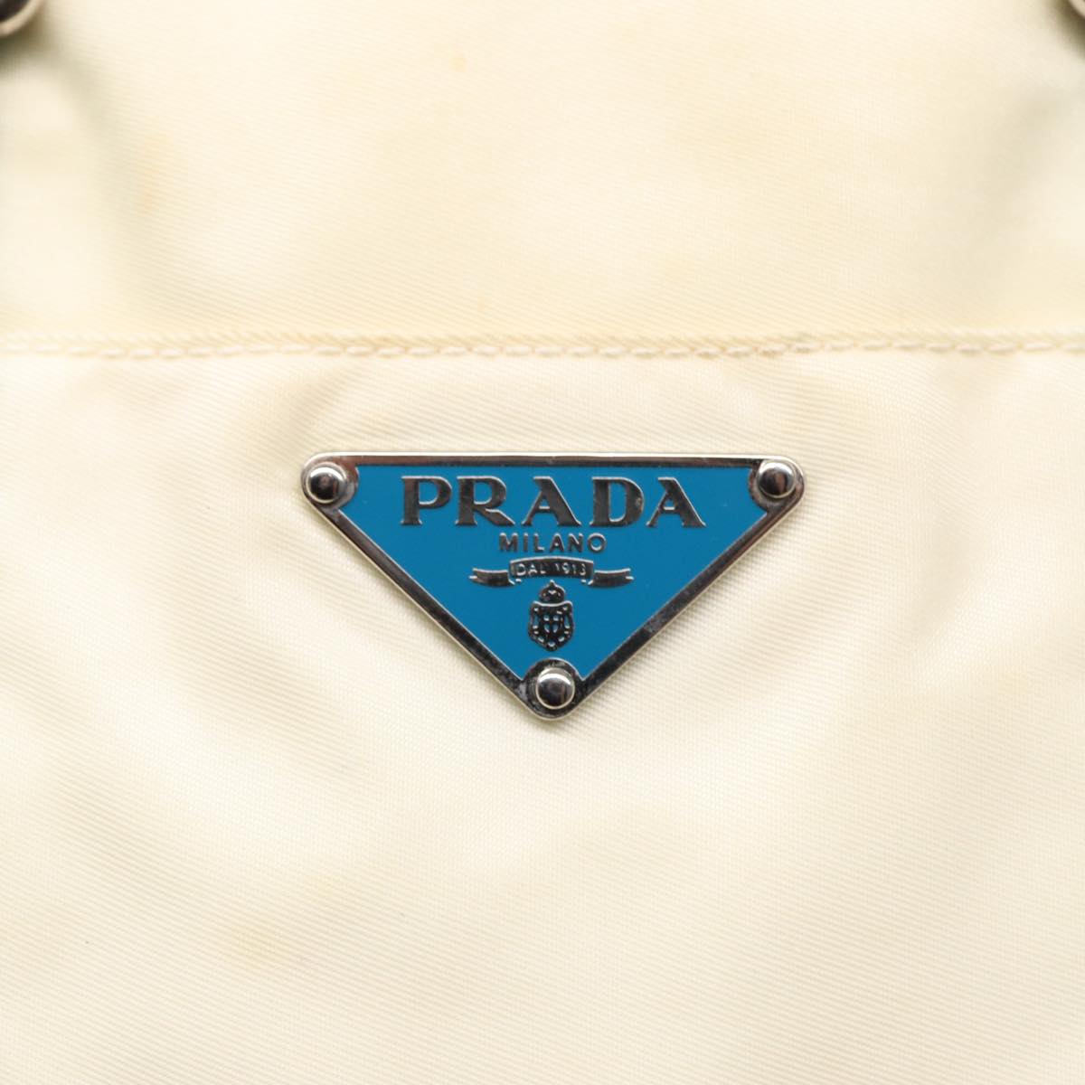 PRADA Hand Bag Nylon 2way White Turquoise Blue Auth bs16826