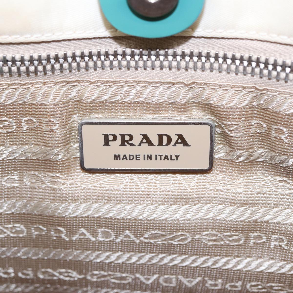 PRADA Hand Bag Nylon 2way White Turquoise Blue Auth bs16826