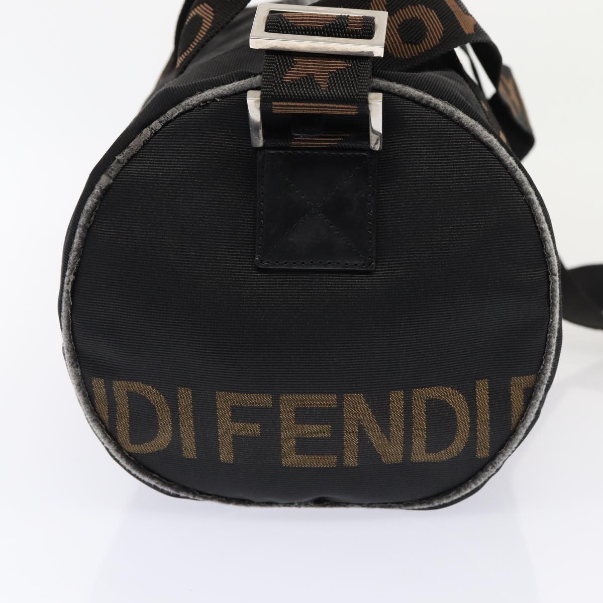 FENDI Hand Bag Canvas 2way Black Brown Auth bs16831