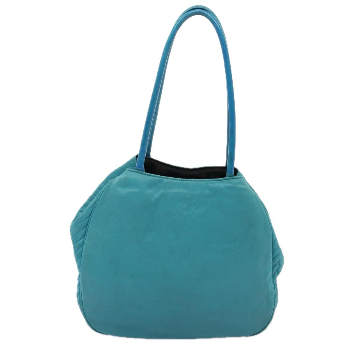 SAINT LAURENT Hand Bag Nylon Turquoise Blue Auth bs16839