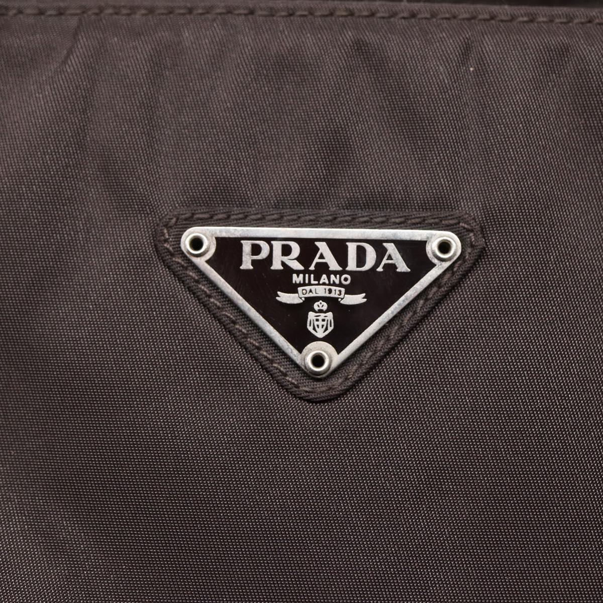 PRADA Hand Bag Nylon Brown Auth bs16846