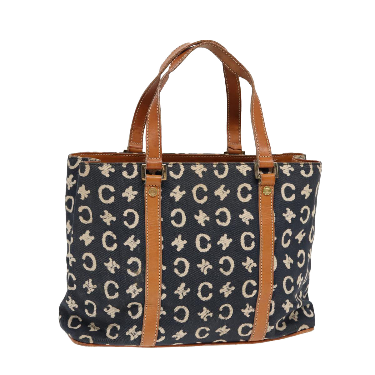 CELINE C Macadam Canvas Hand Bag Navy Auth bs16852