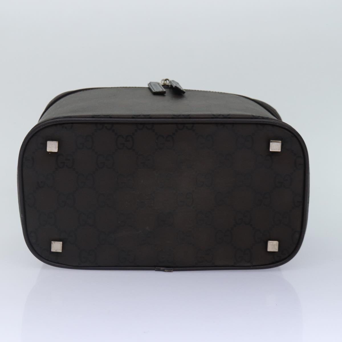 GUCCI GG Canvas Vanity Hand Bag Black Silver 013 0081 Auth bs16857