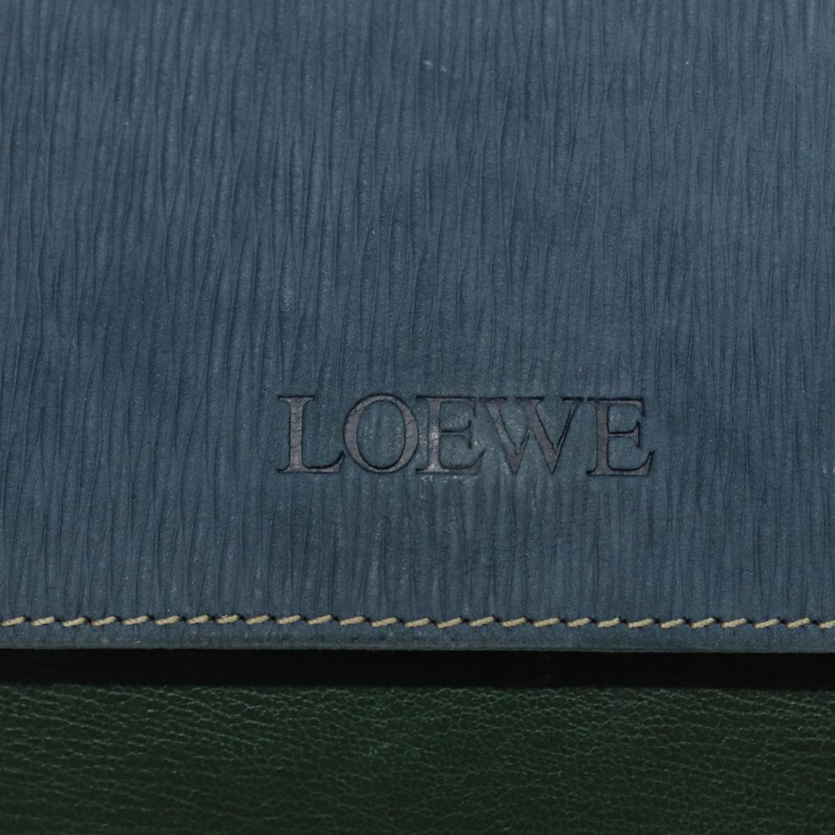 LOEWE Velazquez Hand Bag Leather Green Gold Auth bs16868