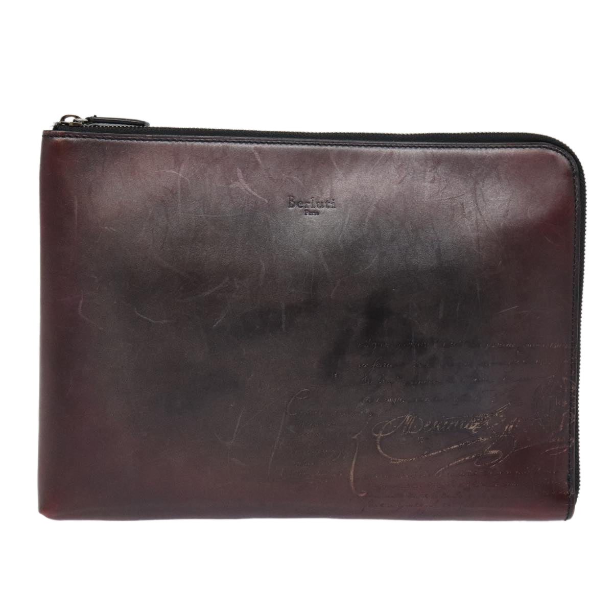 Berluti Clutch Bag Leather Brown Auth bs16872