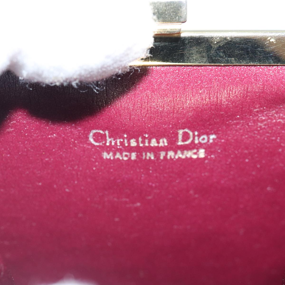 Christian Dior Trotter Canvas Coin Purse Red Gold Auth bs16879