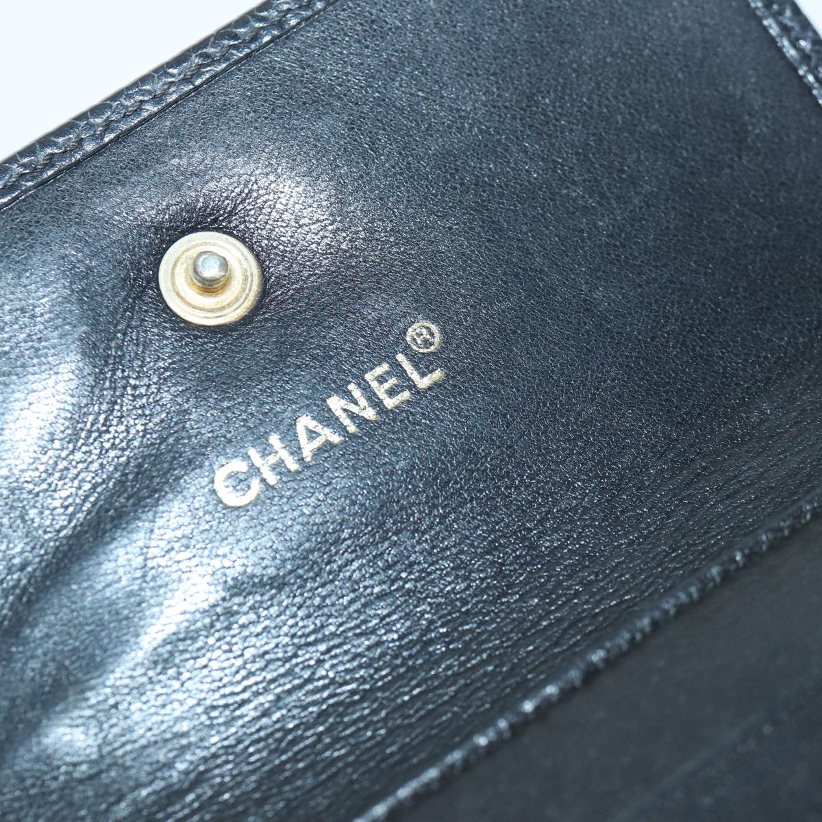 CHANEL COCO Mark Wallet Caviar Skin Black CC Auth bs16881