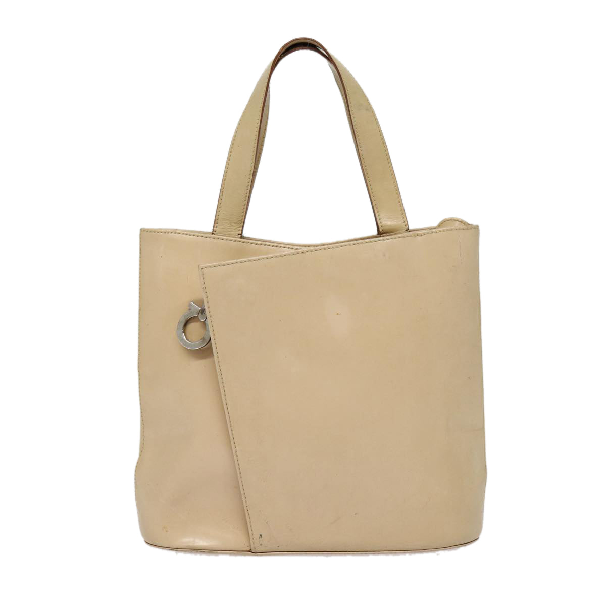 Salvatore Ferragamo Hand Bag Leather Beige Auth bs16893