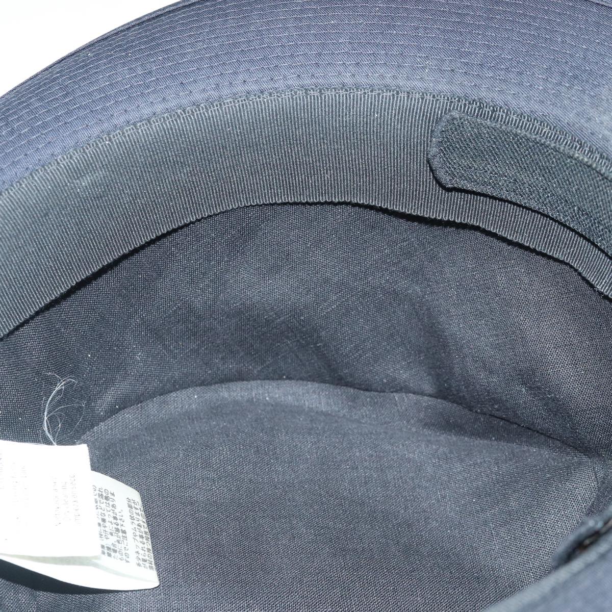 HERMES Hat Canvas 59 Black Auth bs16938