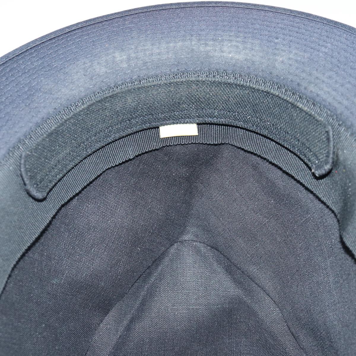 HERMES Hat Canvas 59 Black Auth bs16938