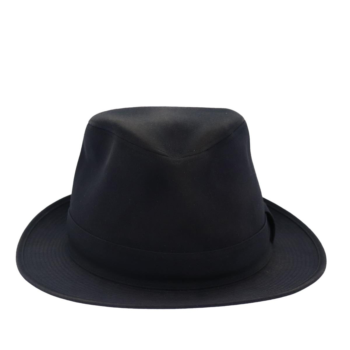 HERMES Hat Canvas 59 Black Auth bs16938