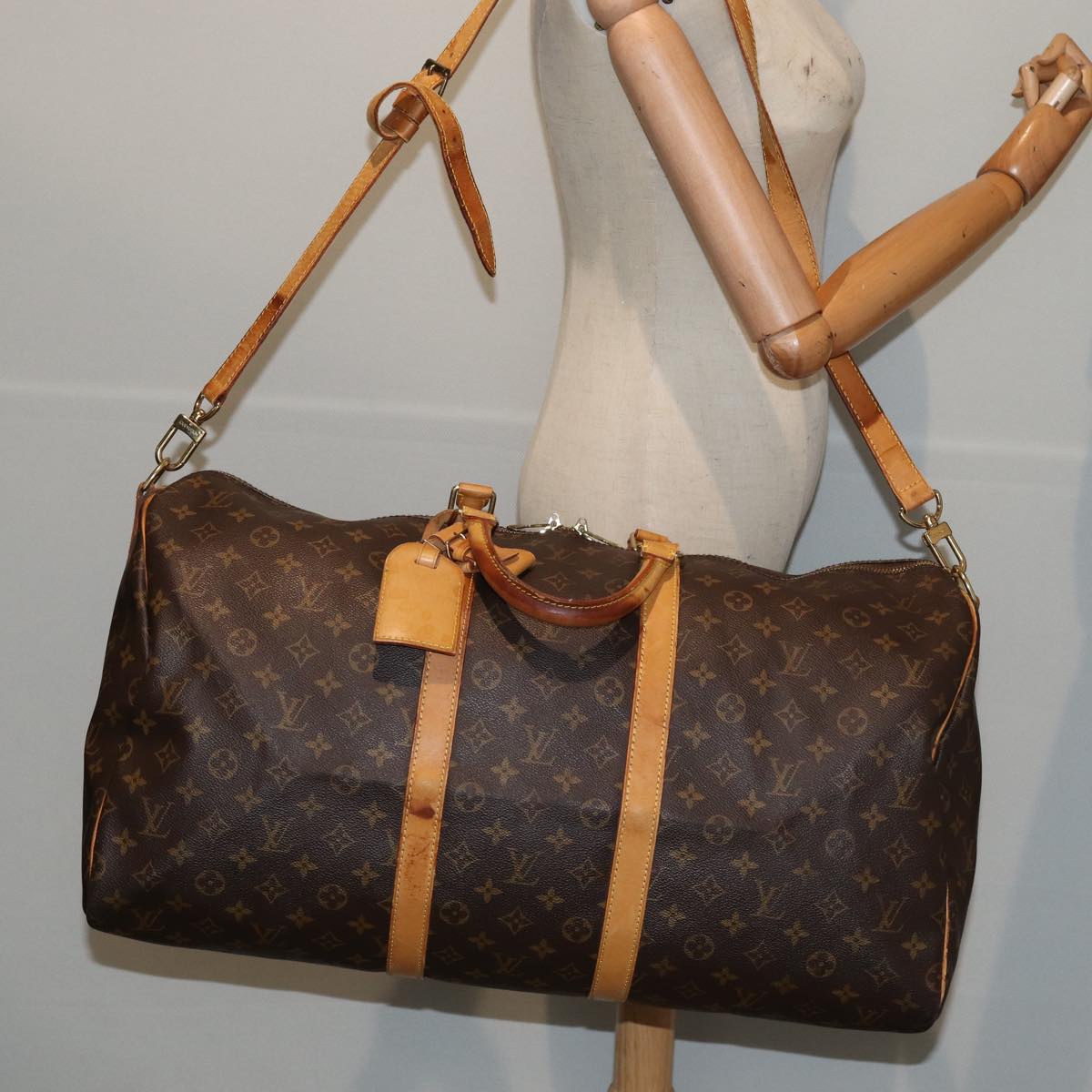 LOUIS VUITTON Monogram Keepall Bandouliere 55 Boston Bag M41414 LV Auth bs16939