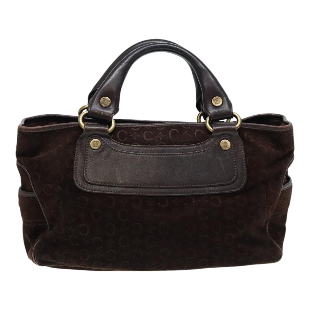 CELINE C Macadam Canvas Boogie bag Hand Bag Suede Leather Brown Auth bs16955