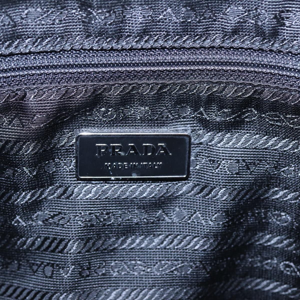 PRADA Hand Bag Nylon Leather Black Silver Auth bs16988