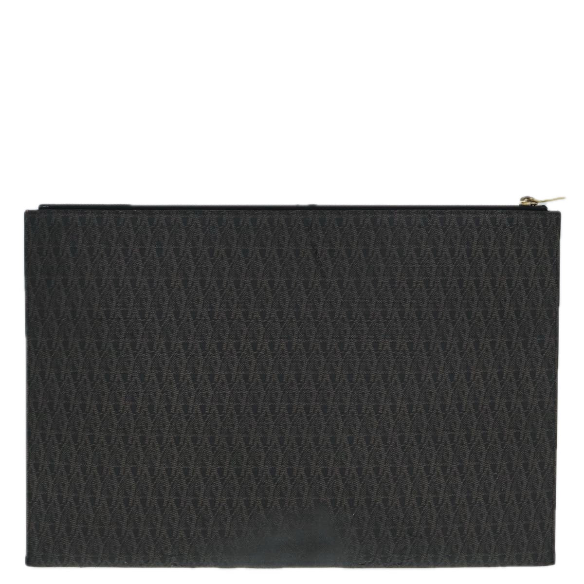 SAINT LAURENT Clutch Bag PVC Dark Brown Gold Auth bs16997