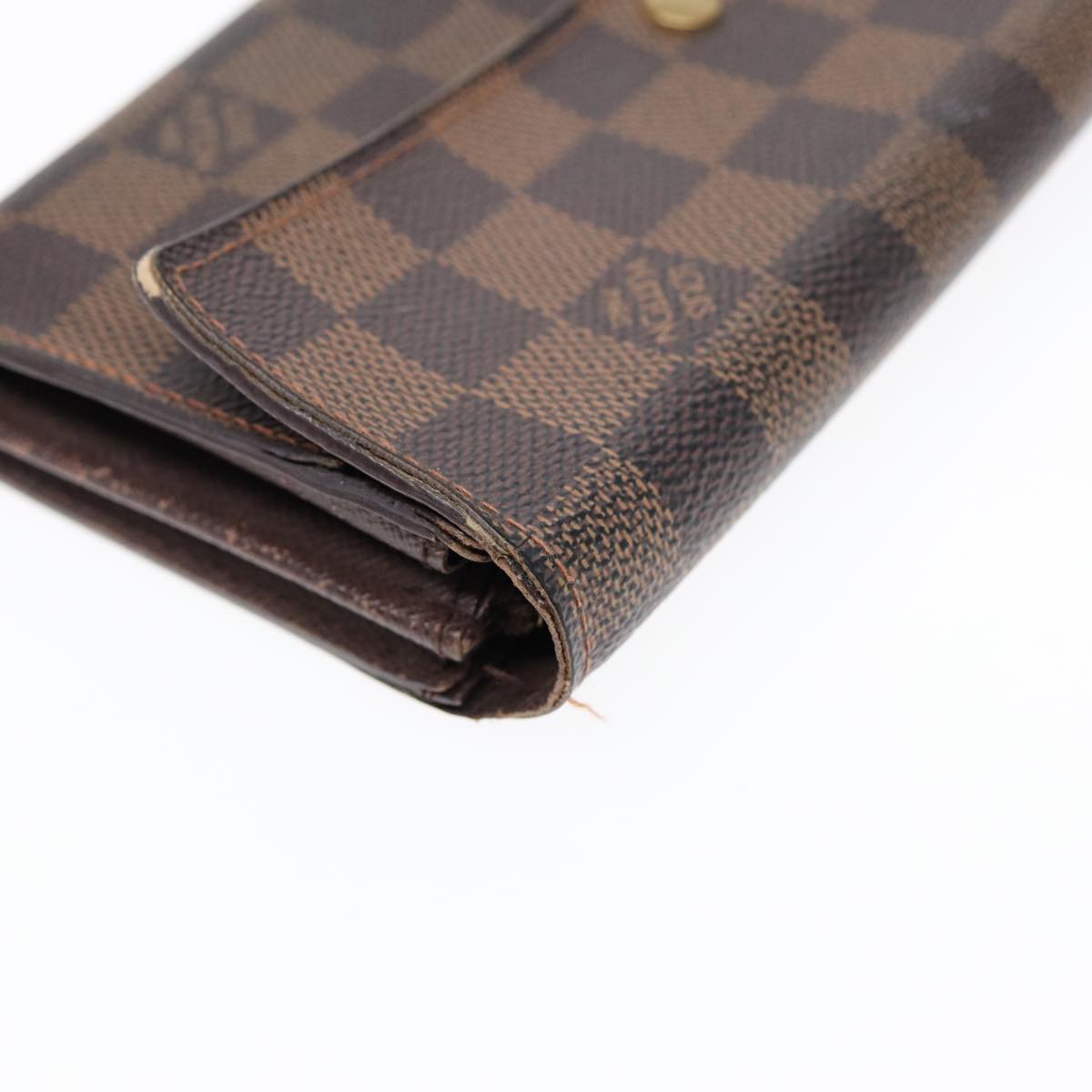 LOUIS VUITTON Damier Ebene Portefeuille Sarah Long Wallet N60491 LV Auth bs17002