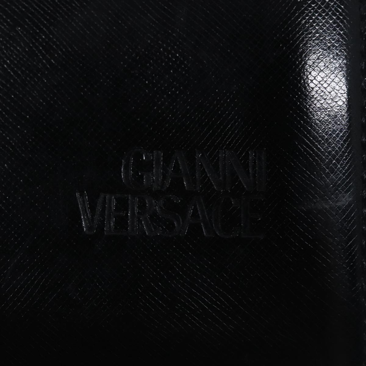 Gianni Versace Hand Bag Patent Leather Black Gold Auth bs17020