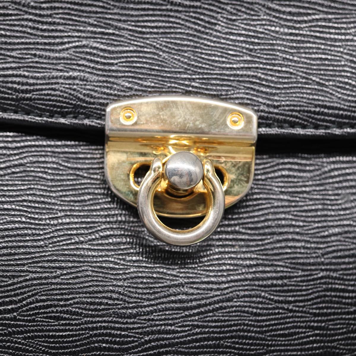 Gianni Versace Hand Bag Leather Black Gold Auth bs17022