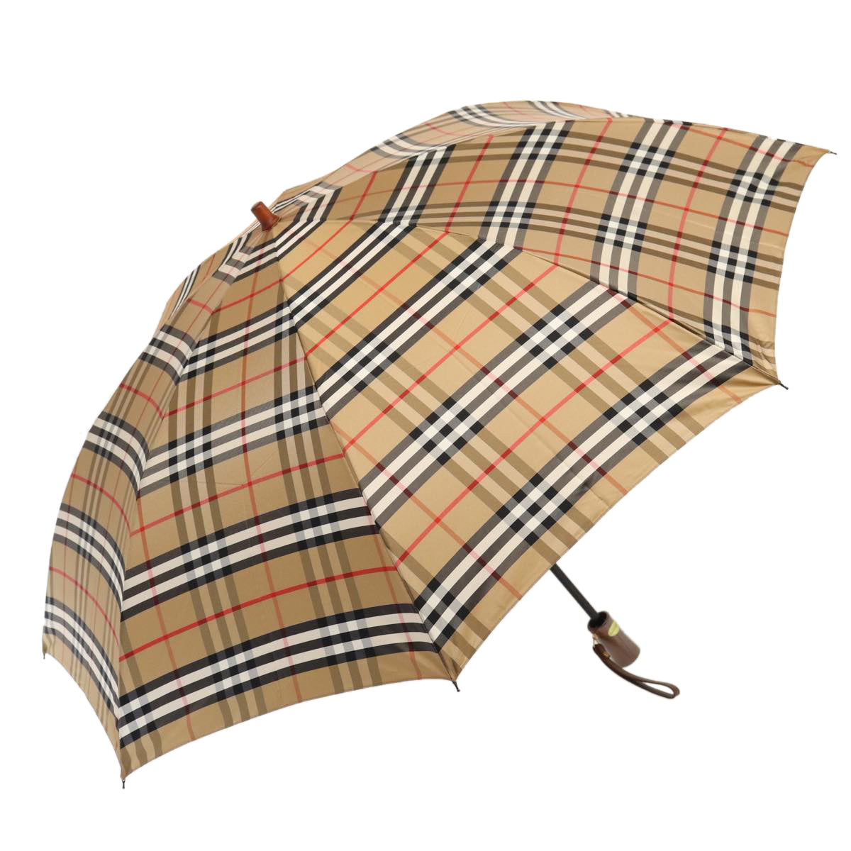 Burberrys Nova Check Umbrella Nylon Beige Gold Auth bs17024