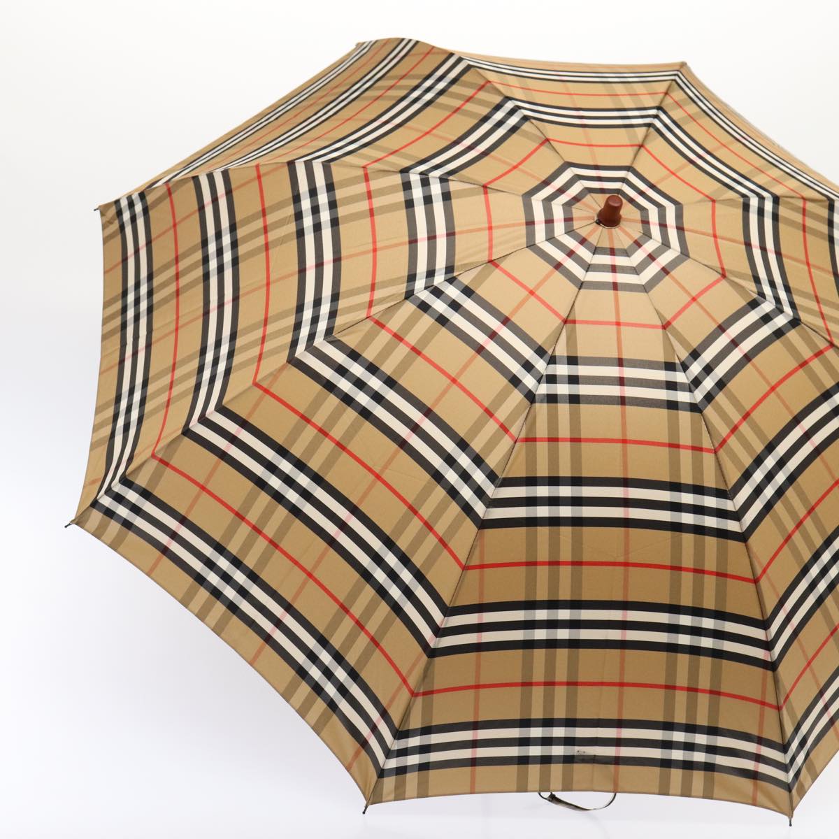 Burberrys Nova Check Umbrella Nylon Beige Gold Auth bs17024