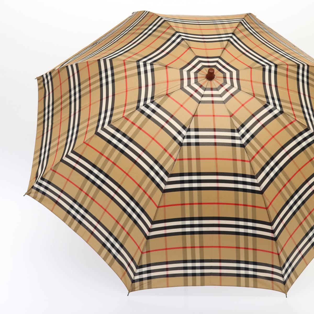 Burberrys Nova Check Umbrella Nylon Beige Gold Auth bs17024