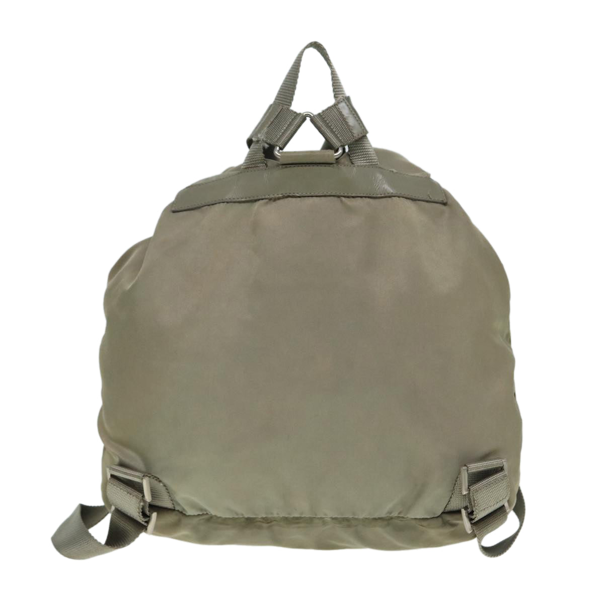 PRADA Backpack Nylon Beige Silver Auth bs17050