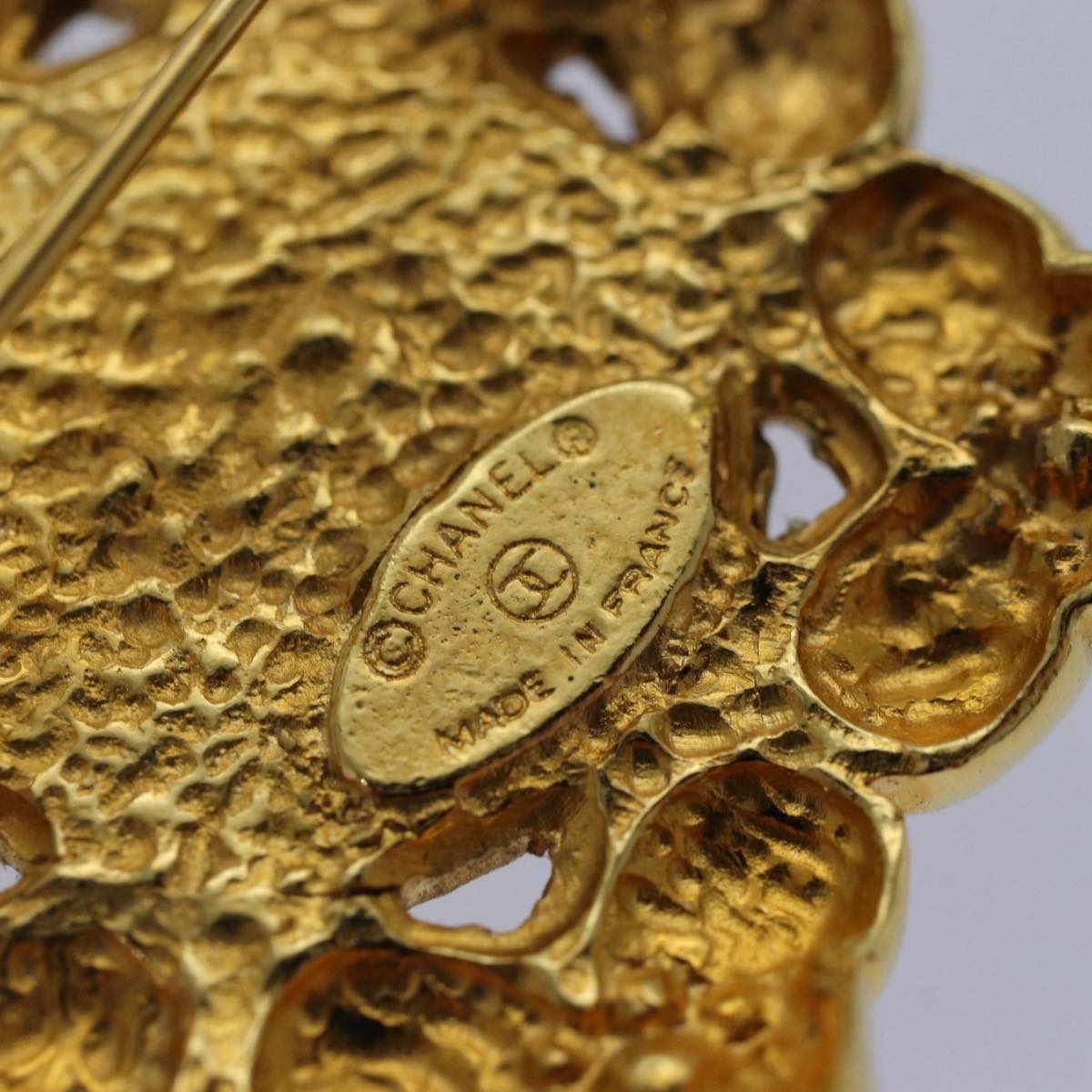 CHANEL Brooch Metal Gold Tone CC Auth bs17053V